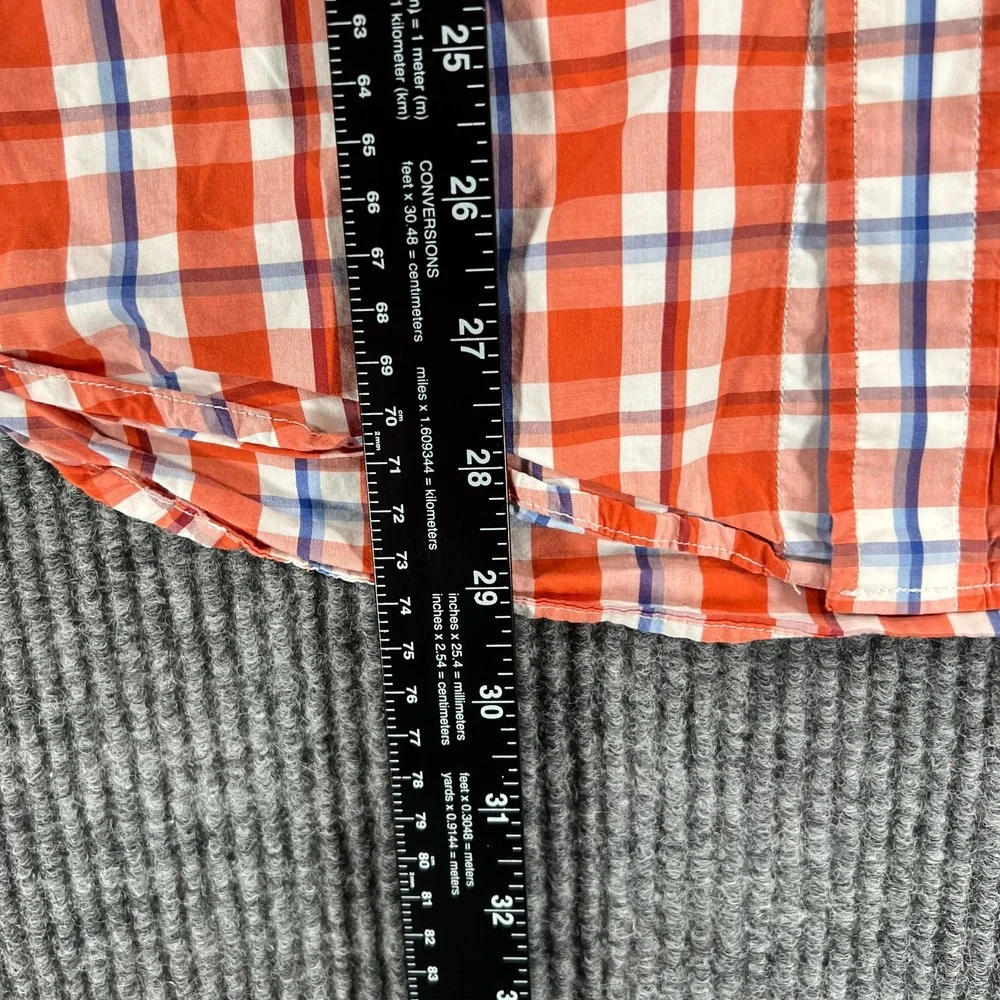 Banana Republic Shirt Mens Medium Orange Plaid Long Sleeve Button Down Casual